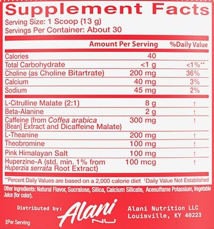 Alani Nu Pre Workout+ Powder Frozen Lemonade - 30 Servings