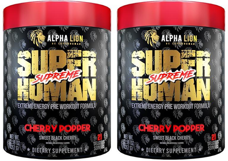 Alpha Lion SuperHuman Supreme Pre-Workout Cherry Popper - 2 x 21/42 Serving Btls  TWINPACK