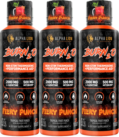 Alpha Lion BURN2O Stim-Free Super Thermogenic Fiery Punch - 3 x 31 Serving Btls  3 PACK