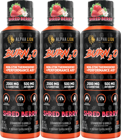 Alpha Lion BURN2O Stim-Free Super Thermogenic Shred Berry - 3 x 31 Serving Btls  3 PACK