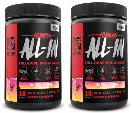Mutant Madness ALL-IN Pre Workout  Tropical Cyclone - 36 Servings (2 x 18 Serv)  TWINPACK