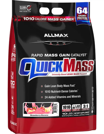 AllMax Nutrition QuickMass  Strawberry Banana - 10 Lb