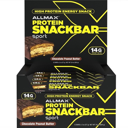 AllMax Nutrition Protein Snack Bar - Chocolate Peanut Butter - 12 Bars