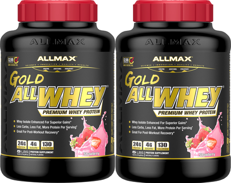 -AllMax Nutrition AllWhey Gold Strawberry - 10 Lb (2 x 5 Lb)  TWINPACK