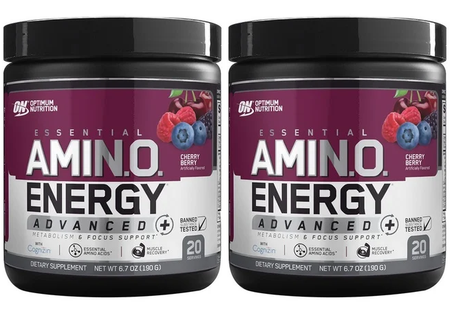 Optimum Nutrition Amino Energy Advanced Cherry Berry - 2 x 20 Serv. Btls  TWINPACK  *Expiration date 6/23