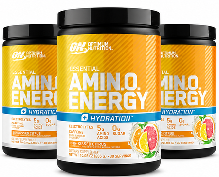 -Optimum Nutrition Amino Energy + Hydration  Sun-Kissed Citrus - 90 Servings (3 x 30 Serving Btls)  3 PACK