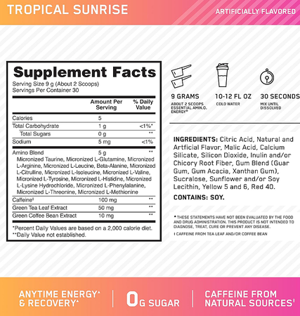 Optimum Nutrition Amino Energy  Tropical Sunrise - 30 Servings