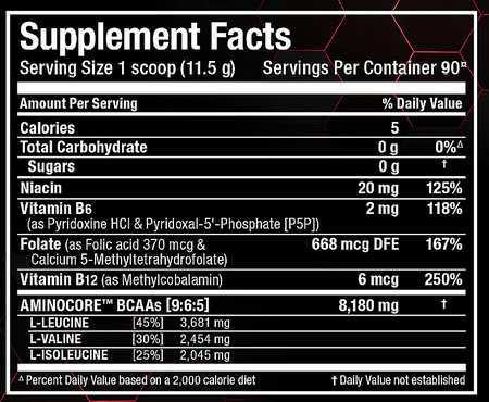 AllMax Nutrition Aminocore BCAA Fruit Punch  - 90 Servings *Expiration date 8/26