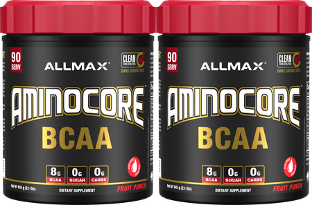 AllMax Nutrition Aminocore BCAA Fruit Punch - 180 Servings (2 x 90 Servings) *Expiration date 8/26   TWINPACK