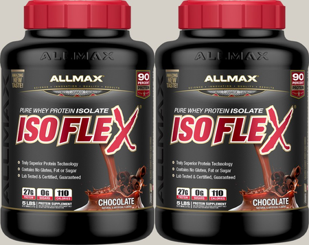 -AllMax Nutrition IsoFlex Whey Protein Isolate Chocolate - 10 Lb (2 x 5 Lb Btls)  TWINPACK