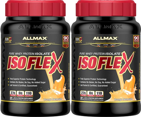 -AllMax Nutrition IsoFlex Whey Protein Isolate Orange Dreamsicle - 4 lb (2 x 2 Lb Btls)  TWINPACK