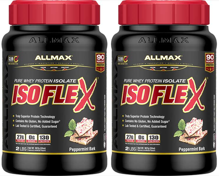 AllMax Nutrition IsoFlex Whey Protein Isolate Peppermint Bark - 4 Lb (2 x 2 Lb) TWINPACK