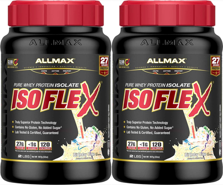 AllMax Nutrition IsoFlex Whey Protein Isolate Birthday Cake - 4 Lb (2 x 2 Lb) TWINPACK
