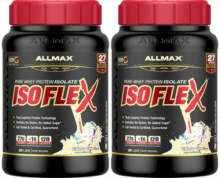 -AllMax Nutrition IsoFlex Whey Protein Isolate Birthday Cake - 4 Lb (2 x 2 Lb) TWINPACK
