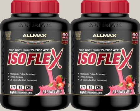 -AllMax Nutrition IsoFlex Whey Protein Isolate Strawberry - 10 Lb (2 x 5 Lb Btls)  TWINPACK