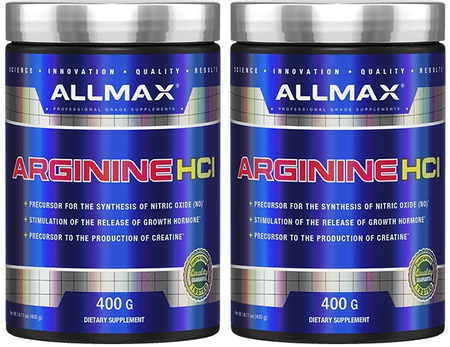 AllMax Nutrition Arginine HCl - 2 x 400 Gram Bottles TWINPACK