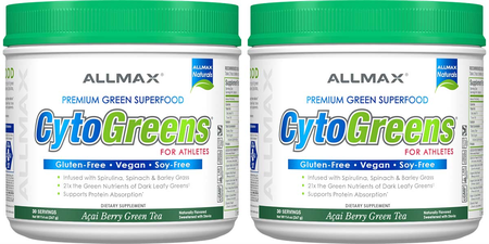 AllMax Nutrition CytoGreens Premium Green Superfood  Acai Berry Green Tea - 60 Servings ( 2 x 30 Servings) TWINPACK