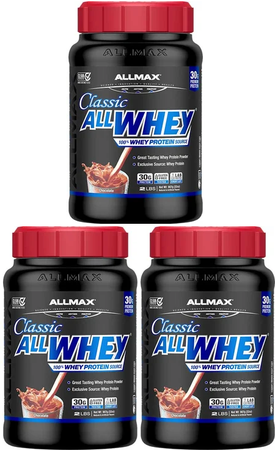 -AllMax Nutrition Classic AllWhey 100% Whey Protein Chocolate - 6 Lb (3 x 2 Lb) 3 PACK