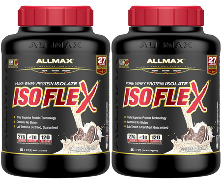 -AllMax Nutrition IsoFlex Whey Protein Isolate Cookies & Cream - 10 Lb ( 2 x 5 Lb)