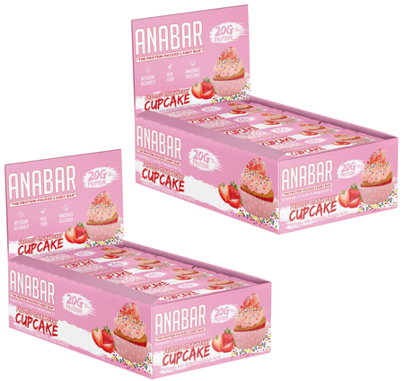 Anabar Frosted Strawberry Cupcake - 2 x Boxes of 12 Bars (24 Bars)  TWINPACK SPECIAL