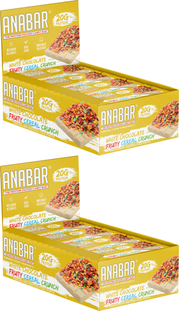 Anabar White Chocolate Fruity Cereal Crunch - 24 Bars (2 Boxes of 12 Bars)  TWINPACK