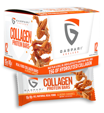 Gaspari Ageless Collagen Protein Bars Almond Caramel - 12 Bars