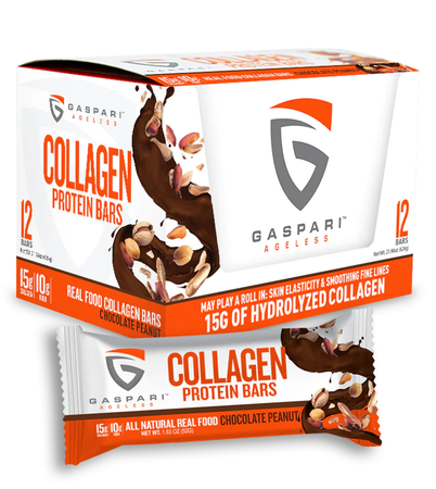 Gaspari Ageless Collagen Protein Bars Chocolate Peanut - 12 Bars