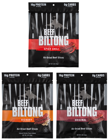 Animal Beef Biltong Variety (Original + Spicy Chili + Hickory) - 3 x 2 oz packs