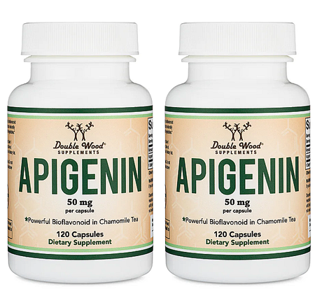Double Wood Supplements Apigenin 50 Mg - 2 x 120 Capsule Bottles TWINPACK