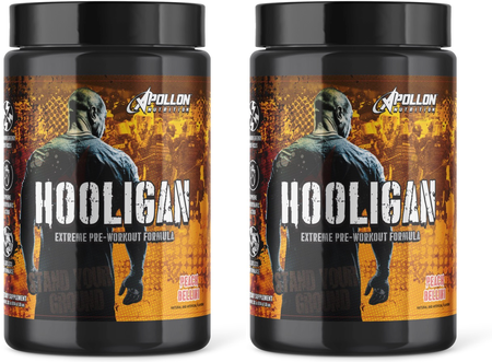 Apollon Nutrition Hooligan V7 Pre-Workout  Peach Bellini - 2 x (20/40 Serving Bottles)  TWINPACK