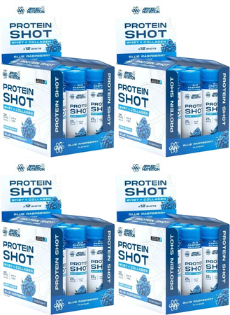 -Applied Nutrition 25g Protein Shot  Blue Raspberry - 48 x 3.4 oz Bottles (4 x 12 Packs) 4 PACK