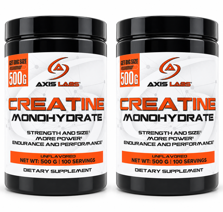 Axis Labs Creatine Monohydrate Powder - 1000 Gram (2 x 500 Gram Bottles) TWINPACK