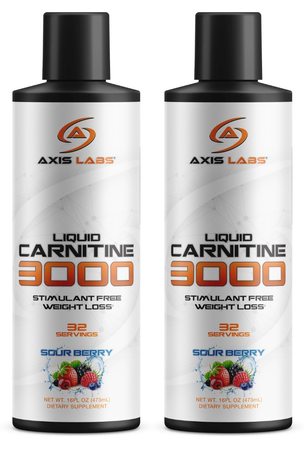 Axis Labs Carnitine 3000 Liquid L-Carnitine - 64 Servings (2 x 32 Serv Btls)  TWINPACK
