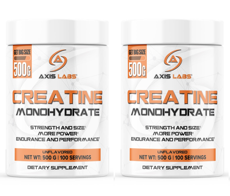 Axis Labs Creatine Monohydrate Powder - 1000 Grams (2 x 500 Gram Btls)  TWINPACK
