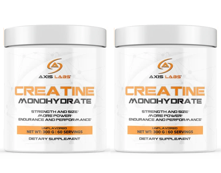 Axis Labs Creatine Monohydrate Powder - 600 Grams (2 x 300 Grams) TWINPACK