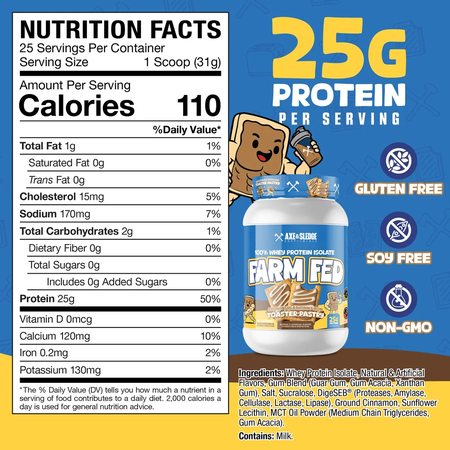 Axe & Sledge Farm Fed Whey Isolate Protein Brown Sugar Cinnamon Toaster Pastry - 25 Servings