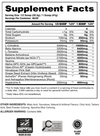 Apollon Nutrition Bare Knuckle V6  Grape - Non-Stimulant Nitrate Infused Pre-Workout - 40/20 Servings