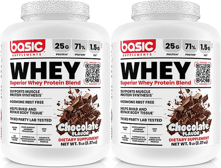 Basic Supplements Whey Protein  Chocolate - 10 Lb (2 x 5 Lb) TWINPACK