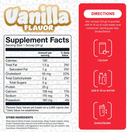 Basic Supplements Whey Protein  Vanilla - 10 Lb (2 x 5 Lb) TWINPACK