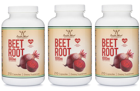 Double Wood Supplements Beet Root Capsules - 3 x 210 Capsule Bottles  3 PACK