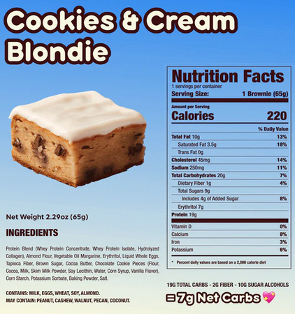 Prime Bites Protein Brownie Cookies & Cream Blondie - 12 Pack