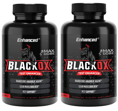 Enhanced Black OX  Test Booster & Libido Support- 480 Capsules (2 x 240 Cap Btls)  TWINPACK