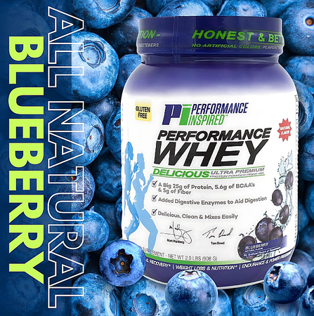 Performance Inspired Nutrition WHEY Protein  Blueberry - 2 Lb (Whey Isolate/Concentrate blend)