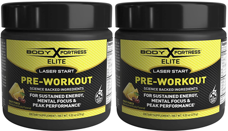 Body Fortress Laser Start Pre-Workout  Fruit Punch - 2 x 30 Serv. Btls   TWINPACK