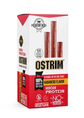 Ostrim 100% Grass-Fed Beef Stick 1oz  Habanero - 12 Sticks