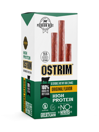 Ostrim 100% Grass-Fed Beef Stick 1oz  Original - 12 Sticks