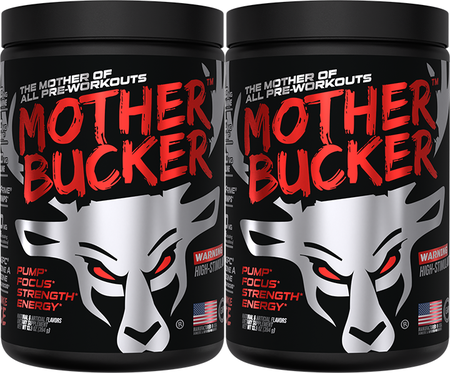 Bucked Up Mother Bucker Pre Workout Gym-Junkie Juice (Red Raz/Orange) - 2 x 20 Servings TWINPACK