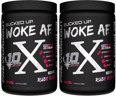 Bucked Up WOKE AF Anniversary X Pre-Workout Limited Edition  Ruby Red - 2 x 30 Servings TWINPACK