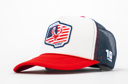 Bucked Up Hat  Trucker Hat Red -  250 Years of America and 10 years of Bucked Up!