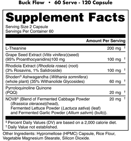 Bucked Up FLOW | The Next Generation of Nitric Oxide  - 60 Servings (120 Capsules)